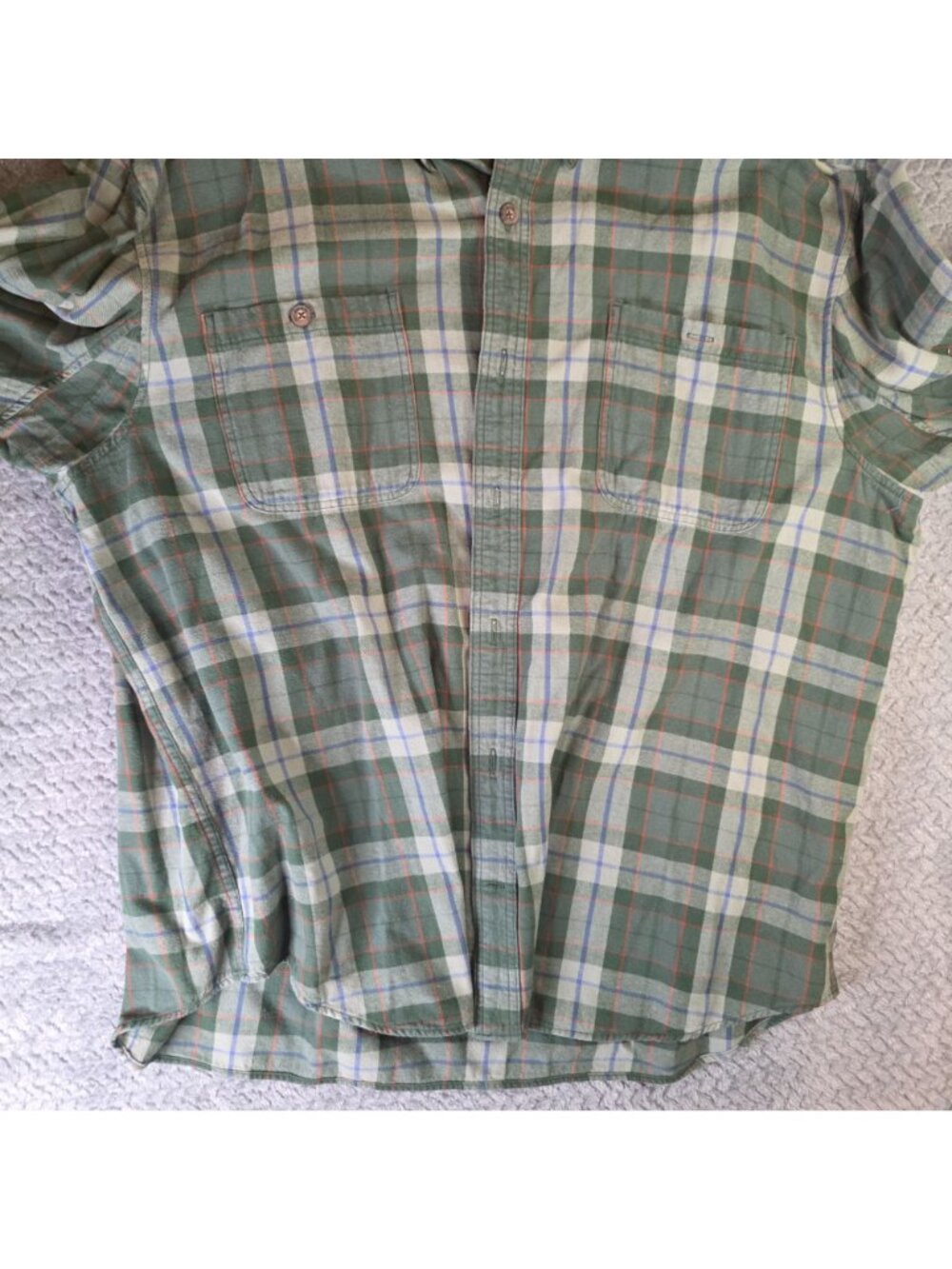 Duluth Trading Co Mens 3XL Green Plaid Button-Front Shirt 100% Cotton Dual Chest - Picture 5 of 9
